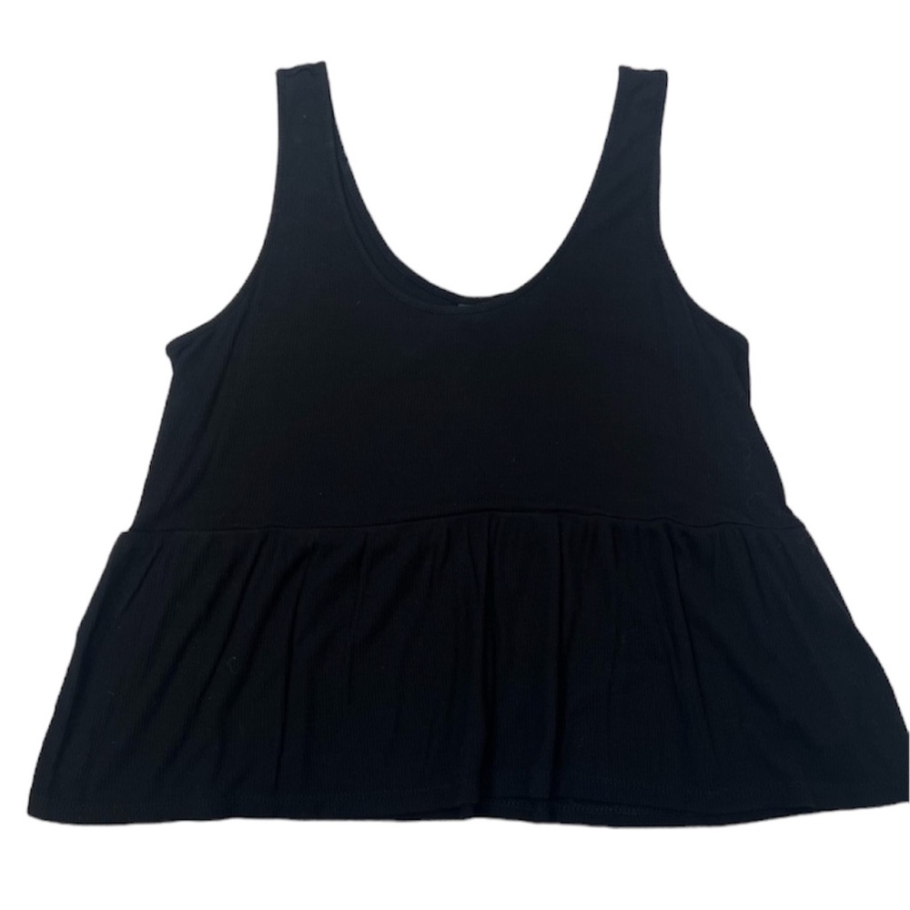 Wild Fable Tank Top Women Small Peplum Ribbed Scoop Neck Stretch Cropped Basic